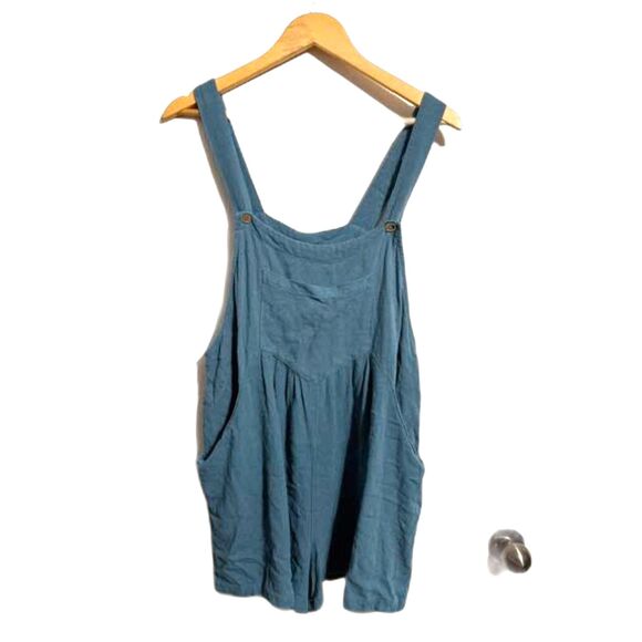 Pants - Teal Relaxed Wide-Leg Jumpsuit / Romper Shortalls –XL Coastal IndieBoho Festival